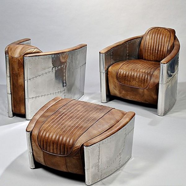 Aviator lounge set - chair and pouf