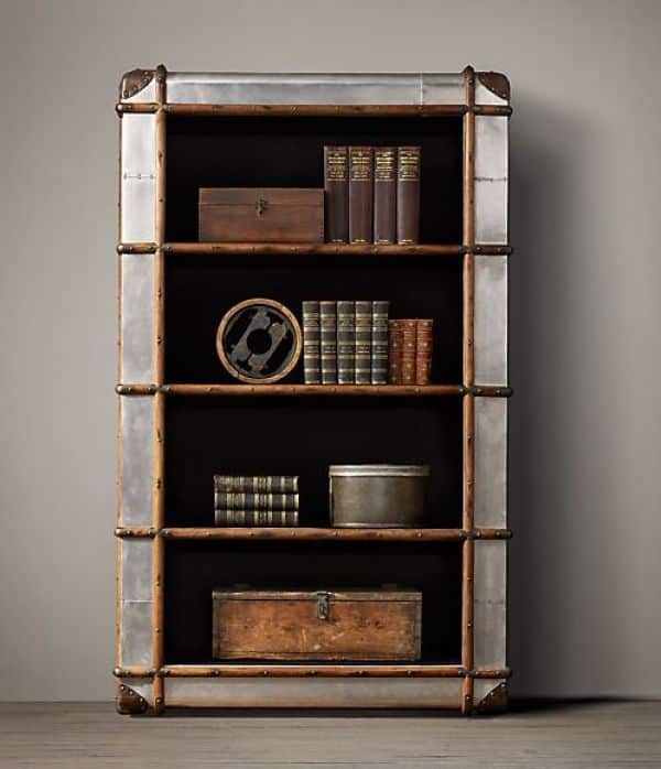 This Richard Trunk Trunk bookcase is inspired by a worn, custom-made steamer Trunk.