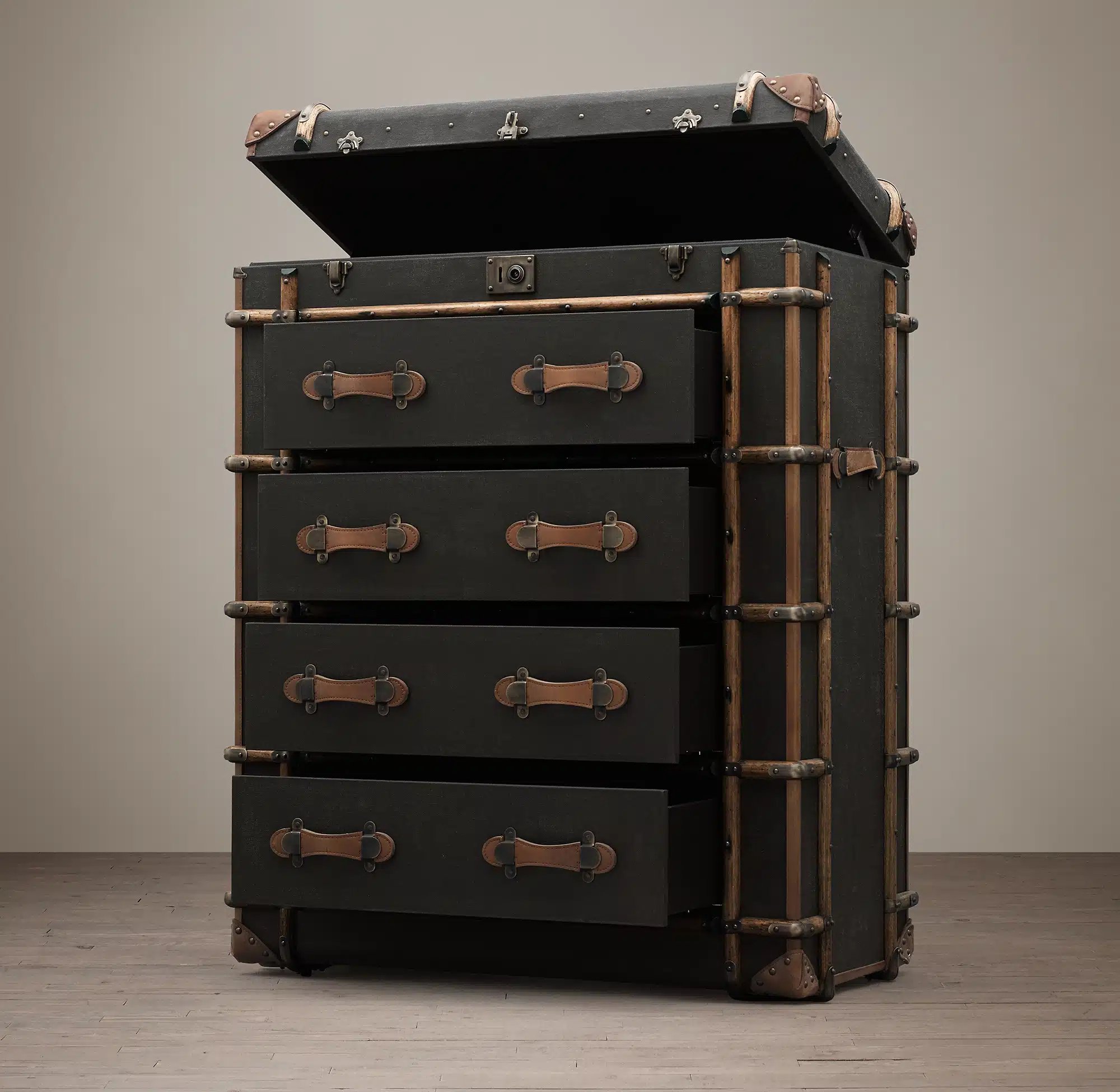 This Richards' Trunk chest measures 125 height x 90 width x 55 depth cm.